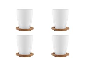 BRUK WHITE MUG WITH WOODEN LID 4-P
