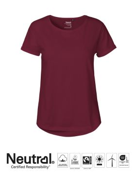 Ladies Roll Up Sleeve T-shirt Bordeaux