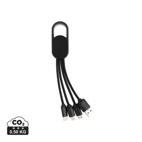 4-i-1 kabel med karabin clip sort