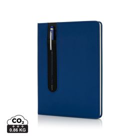 Standard hardcover PU A5 notesbog med stylus pen Marineblå
