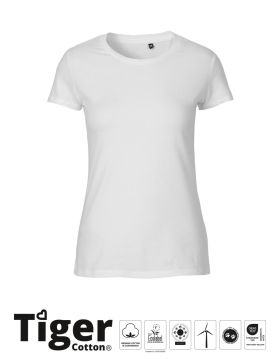 Ladies Tiger Cotton T-shirt Hvid
