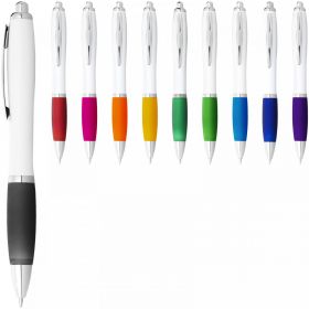 Nash kuglepen med hvid cylinder og farvet greb Hvid