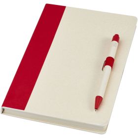 Dairy Dream notesbog og kuglepensæt af genbrugte mælkekartoner i A5 størrelse Rød