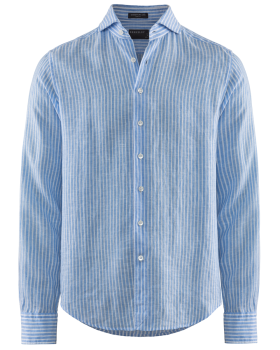 Berkeley George Pacific Breton Stripe Linen Regular Skjorte, Herre Blå