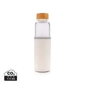 Borosilikat glasflaske med struktureret PU omslag Hvid