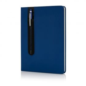 Standard hardcover PU A5 notesbog med stylus pen marine