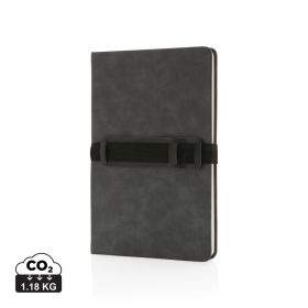 Luksus A5 hardcover PU notesbog med telefon og penne holder.