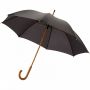 Jova 23" paraply med træskaft og -håndtag Ensfarvet sort