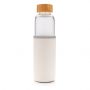 Borosilikat glasflaske med struktureret PU omslag hvid, grå