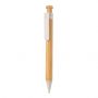 Bambus pen med clip i hvedestrå hvid