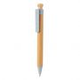 Bambus pen med clip i hvedestrå blå
