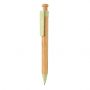 Bambus pen med clip i hvedestrå lysegrøn