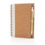 Kork spiral notesbog med pen hvid