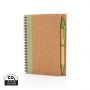 Kork spiral notesbog med pen Grøn